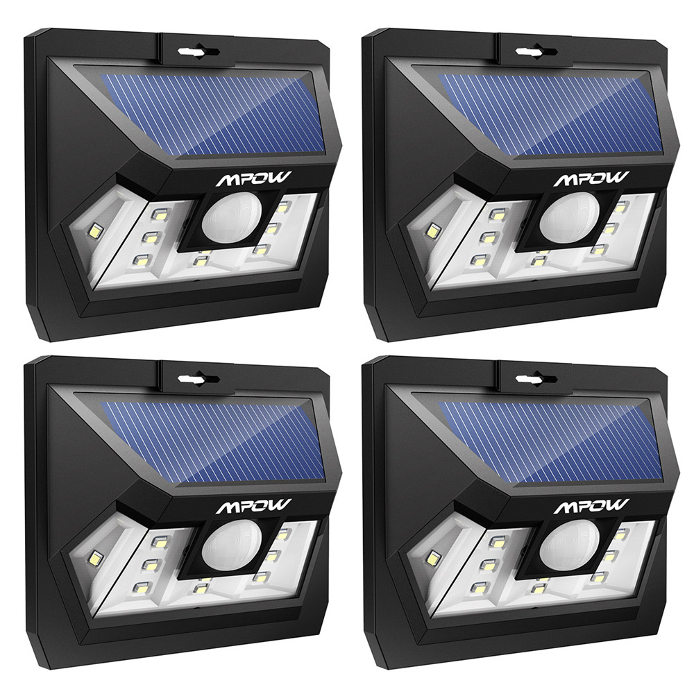 【送料無料】【四個セット】Mpow 10 LED ソーラーライト センサーライト 人感センサーライト 防犯ライト 外灯 壁掛け式
